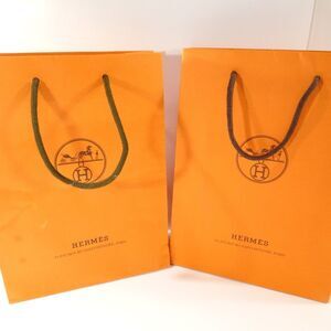 Hermes Orange Classic Shopping Bags Set 2